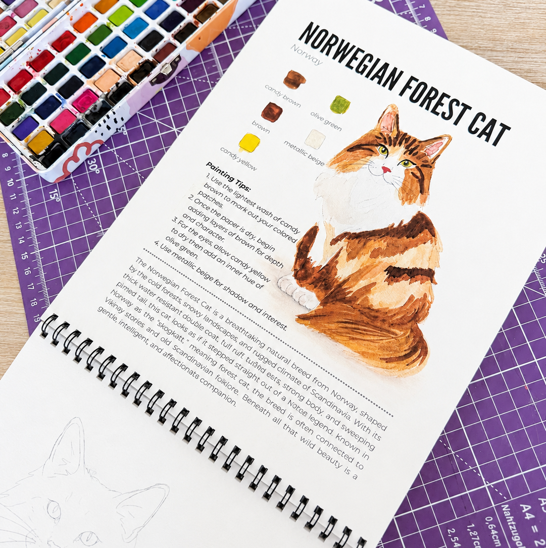 Cat Breeds Watercolor Workbooks